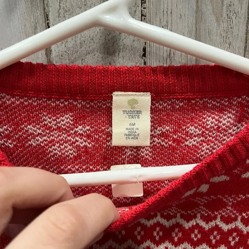 New! Tucker + Tate Holiday Christmas Red Jacquard Sweater & Pants Set 6 Months